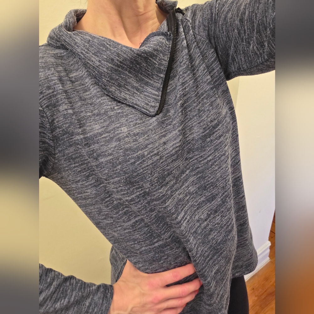 Avon Studio 1886 Heather Blue Long Sleeve Zip Fold Down Turtleneck Collar Small